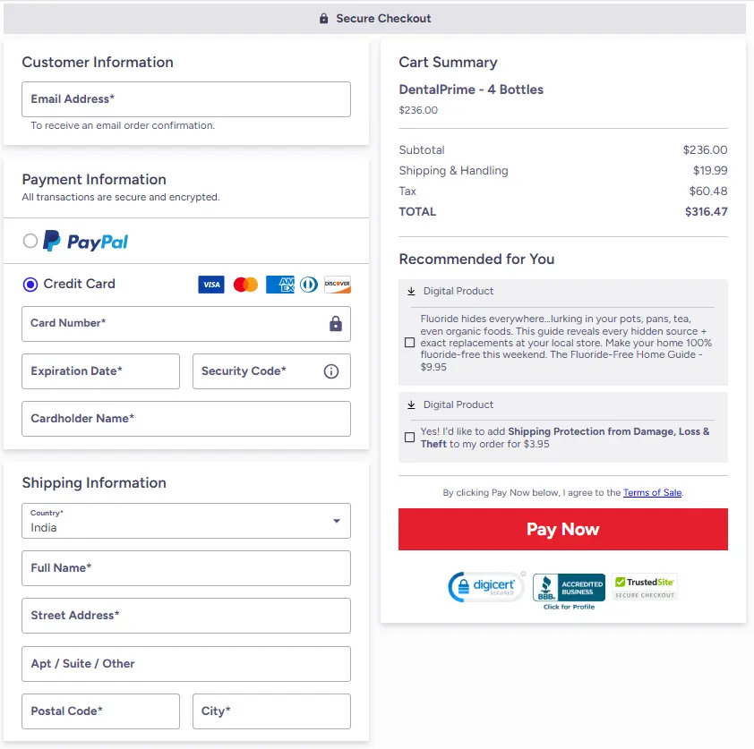 DentalPrime order page